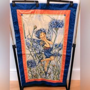 $10 SALE! COMPLETED Cornflower Fairy Panel Quilt Baby Room Hanging Throw Blanket